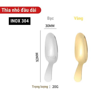 Muỗng thìa inox 304 cà phê loại dày nhỏ cán dài đa phong cách mạ vàng hình bông hoa, móng vuốt mèo – THEA