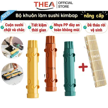 Khuôn làm cơm cuộn sushi, dụng cụ làm sushi kimbap nâng cấp mới cuộn lá rong biển cho bé kèm chiếu cuộn [sẵn hàng]– THEA