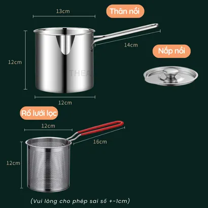 Nồi chiên nhúng ngập dầu đa năng [nâng cấp] , chiên khoai tây, trụng bún, hủ tiếu, luộc, nấu bằng inox 304 bền bỉ - THEA