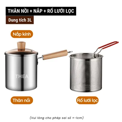 Nồi chiên nhúng ngập dầu đa năng [nâng cấp] , chiên khoai tây, trụng bún, hủ tiếu, luộc, nấu bằng inox 304 bền bỉ - THEA