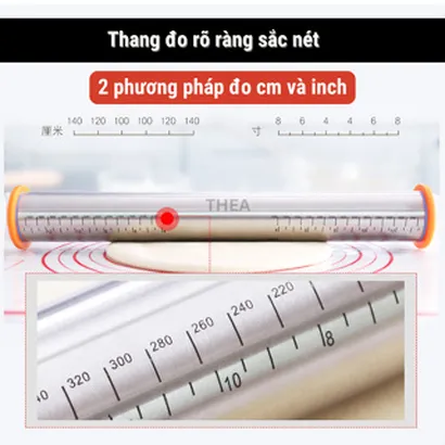 Cây cán lăn bột inox 4 mức điều chỉnh độ dày, dụng cụ lăn bột làm bánh mì,vỏ bánh pizza, bánh qui, bánh bao,há cảo -THEA