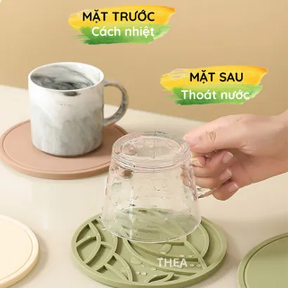Miếng lót, tấm lót nồi 100% silicone cách nhiệt [Siêu dày] chịu nhiệt tốt, lót ly, nồi cơm chống trượt vuông tròn - THEA