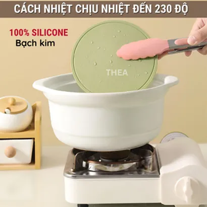 Miếng lót, tấm lót nồi 100% silicone cách nhiệt [Siêu dày] chịu nhiệt tốt, lót ly, nồi cơm chống trượt vuông tròn - THEA