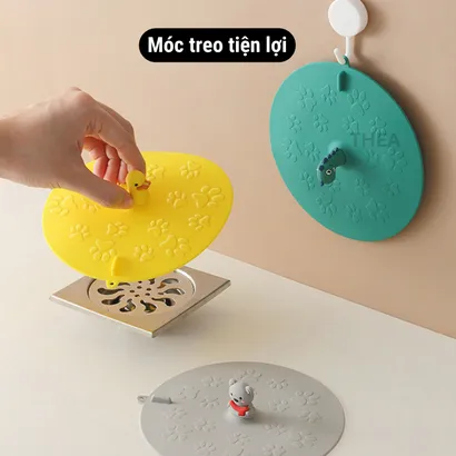 Nắp đậy silicone chặn mùi hôi cống thoát nước bồn rửa chén, miếng silicone chặn rác tóc cho cống nhà tắm, ban công -THEA