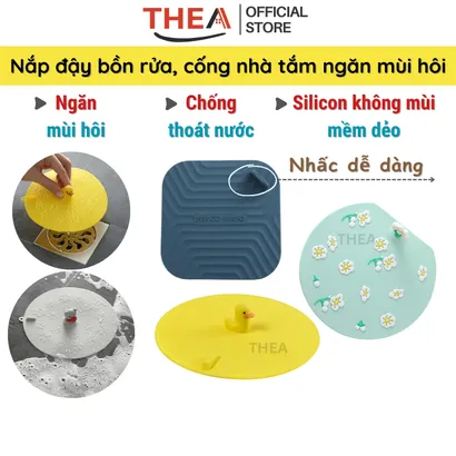 Nắp đậy silicone chặn mùi hôi cống thoát nước bồn rửa chén, miếng silicone chặn rác tóc cho cống nhà tắm, ban công -THEA