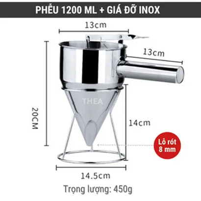 Phễu inox rót bột làm bánh [loại tốt] dày cao cấp bền bỉ tiện dụng, chiết rót kem, sốt, chất lỏng đa dụng - THEA