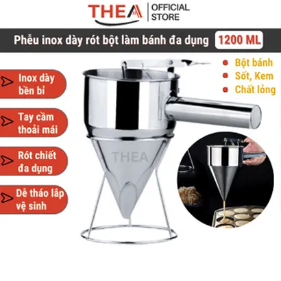 Phễu inox rót bột làm bánh [loại tốt] dày cao cấp bền bỉ tiện dụng, chiết rót kem, sốt, chất lỏng đa dụng - THEA