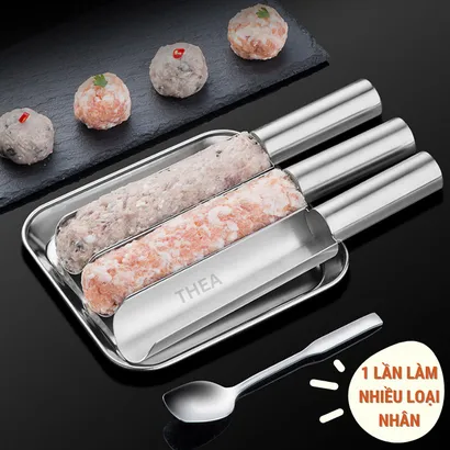 Dụng cụ khuôn làm thịt viên tròn, mọc viên, chả viên, bò viên đa năng 1,2,3 ngăn bằng inox 304 cao cấp bền bỉ - THEA