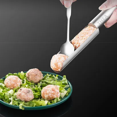 Dụng cụ khuôn làm thịt viên tròn, mọc viên, chả viên, bò viên đa năng 1,2,3 ngăn bằng inox 304 cao cấp bền bỉ - THEA