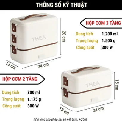 Hộp đựng cơm cắm điện văn phòng 2,3 tầng khay inox 304 chia ngăn cao cấp nấu nhanh hầm hấp hâm nóng đa năng có quà -THEA