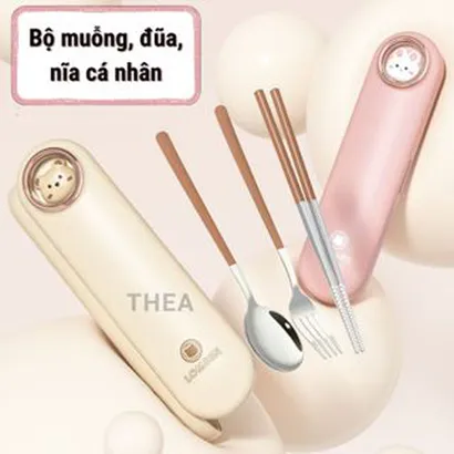 Bộ muỗng đũa nĩa cá nhân, hộp đũa thìa văn phòng inox 304 cao cấp an toàn bền bỉ phong cách hàn quốc - THEA