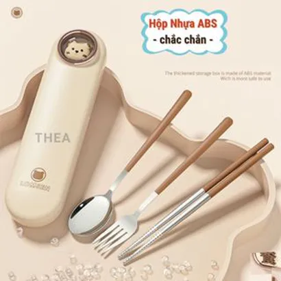 Bộ muỗng đũa nĩa cá nhân, hộp đũa thìa văn phòng inox 304 cao cấp an toàn bền bỉ phong cách hàn quốc - THEA