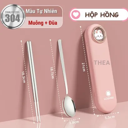 Bộ muỗng đũa nĩa cá nhân, hộp đũa thìa văn phòng inox 304 cao cấp an toàn bền bỉ phong cách hàn quốc - THEA