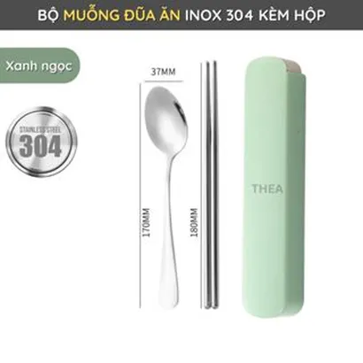Bộ muỗng đũa nĩa cá nhân, hộp đũa thìa văn phòng inox 304 cao cấp an toàn bền bỉ phong cách hàn quốc - THEA