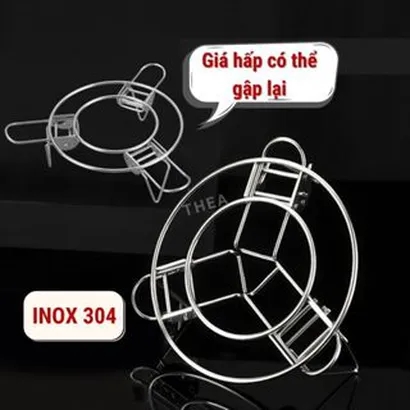 Xửng hấp, vỉ hấp, giá hấp inox 304 hấp xôi, bánh bao, há cảo, trứng, bắp có chân đa năng, giá đỡ nồi nóng - THEA