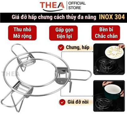 Xửng hấp, vỉ hấp, giá hấp inox 304 hấp xôi, bánh bao, há cảo, trứng, bắp có chân đa năng, giá đỡ nồi nóng - THEA