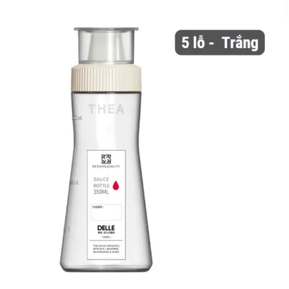 Chai nhựa đựng nước xốt 350ml, bình đựng tương ớt, tương cà, đựng dầu, siro pha chế có vòi 5 lỗ làm salad có nắp đậy chố