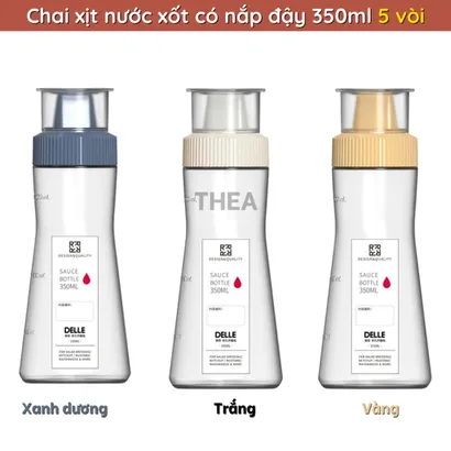 Chai nhựa đựng nước xốt 350ml, bình đựng tương ớt, tương cà, đựng dầu, siro pha chế có vòi 5 lỗ làm salad có nắp đậy chố
