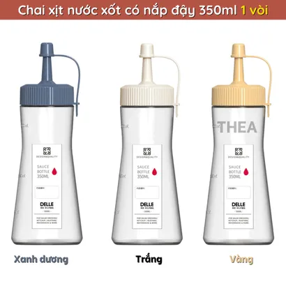 Chai nhựa đựng nước xốt 350ml, bình đựng tương ớt, tương cà, đựng dầu, siro pha chế có vòi 5 lỗ làm salad có nắp đậy chố