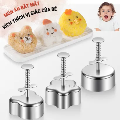 Khuôn ép làm cơm nắm tạo hình cuộn rong biển cho bé phong cách Onigiri Nhật Bản hình tam giác, trái tim, gấu – THEA