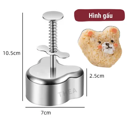 Khuôn ép làm cơm nắm tạo hình cuộn rong biển cho bé phong cách Onigiri Nhật Bản hình tam giác, trái tim, gấu – THEA