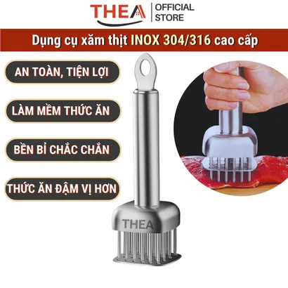 Dụng cụ xăm thịt INOX 304 / 316 cao cấp, cây châm thịt, đâm thịt, đập làm mềm thịt, thấm gia vị an toàn, bền bỉ – THEA