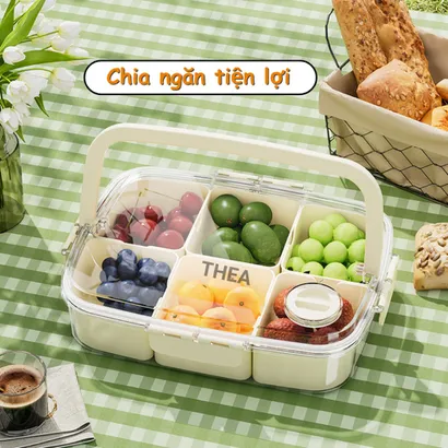 Hộp nhựa đựng trái cây chia ngăn tủ lạnh cao cấp, hộp bảo quản trái cây hoa quả trong suốt mang đi dã ngoại - THEA