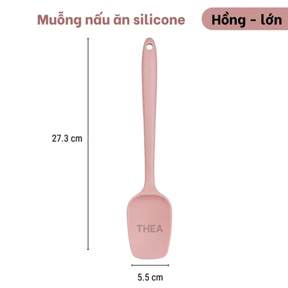 Xẻng silicone siêu dày [dài 33cm] chịu nhiệt chống dính nấu ăn, xẻng chiên xào lật thức ăn cán dài - THEA kitchen