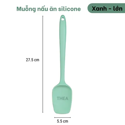 Xẻng silicone siêu dày [dài 33cm] chịu nhiệt chống dính nấu ăn, xẻng chiên xào lật thức ăn cán dài - THEA kitchen