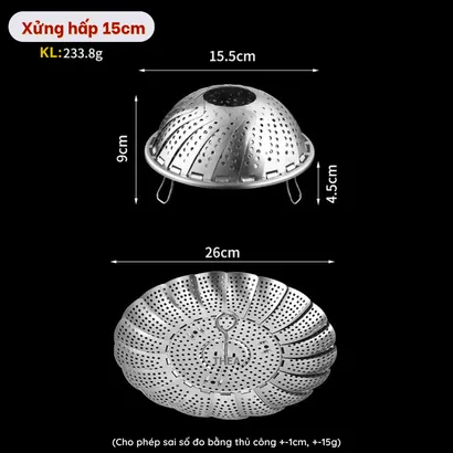 Xửng hấp inox, vỉ hấp, khay hấp inox 304 có chân hấp đa năng có lỗ thoát nước 3 chế độ đóng mở đa kích thước - THEA