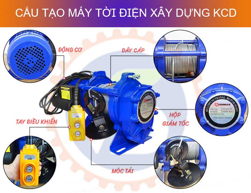 Cấu tạo chi tiết tời điện 300kg Cấu tạo chi tiết tời điện 300kg