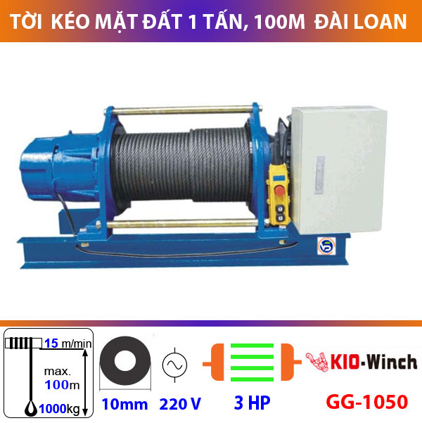 Máy tời kéo mắt đất 1 tấn KIO WINCH GG-1050 Máy tời kéo mắt đất 1 tấn KIO WINCH GG-1050
