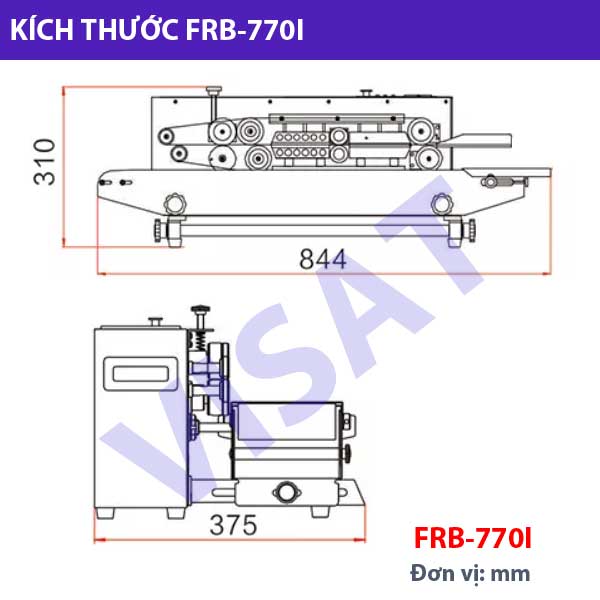 Kích thước máy hàn miệng túi liên tục FRB-770II Stronger Kích thước máy hàn miệng túi liên tục FRB-770II Stronger
