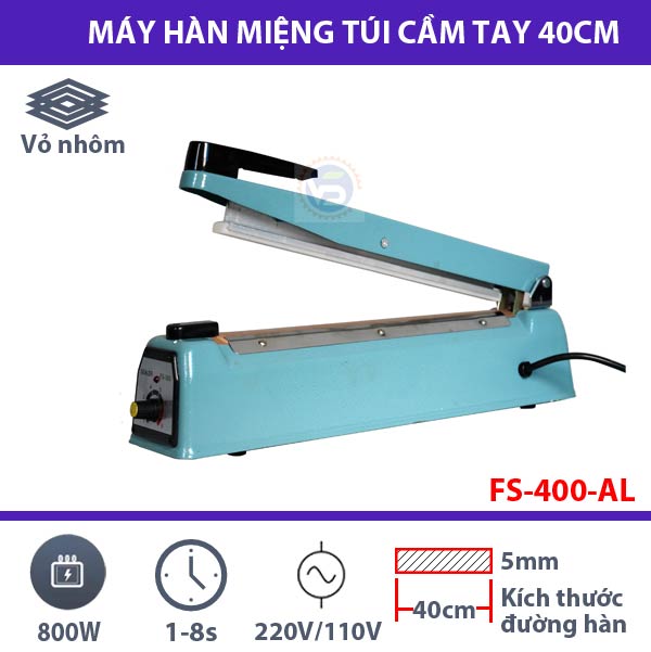 Máy hàn miệng túi cầm tay FS-400 vỏ nhôm Máy hàn miệng túi cầm tay FS-400 vỏ nhôm