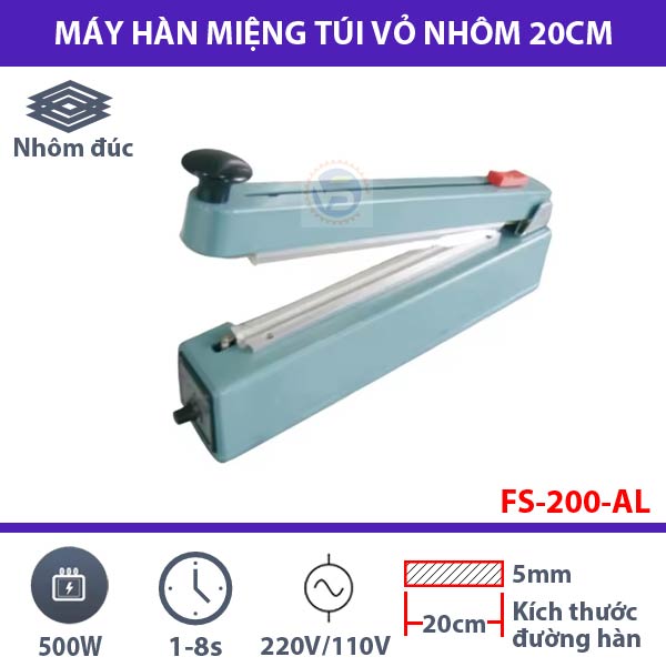 Máy hàn miệng túi vỏ nhôm FS-200-AL Máy hàn miệng túi vỏ nhôm FS-200-AL