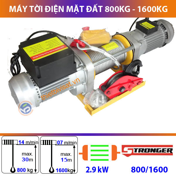 Máy tời kéo mặt đất 800kg - 1600kg Stronger - 380V 3 pha Máy tời kéo mặt đất 800kg - 1600kg Stronger - 380V 3 pha