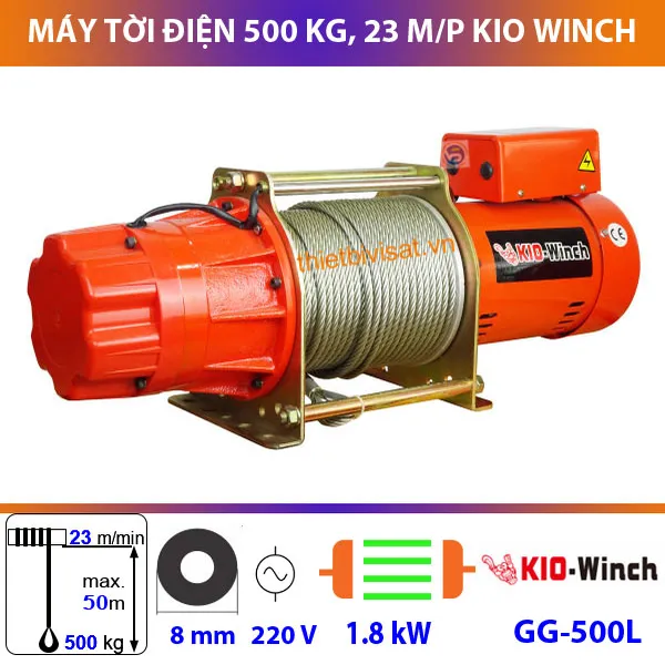 Máy tời điện 500kg KIO WINCH GG-500L chất lượng vượt trội