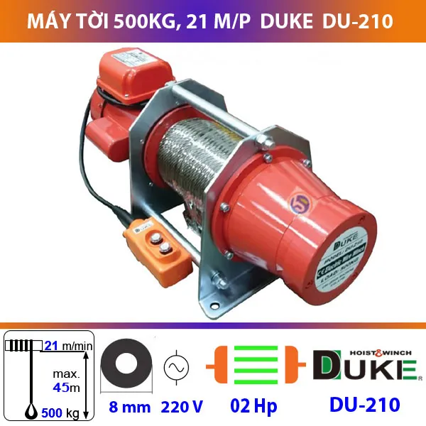 Máy tời 500kg DUKE DU-210 hiệu suất cao xuất xứ Đài Loan