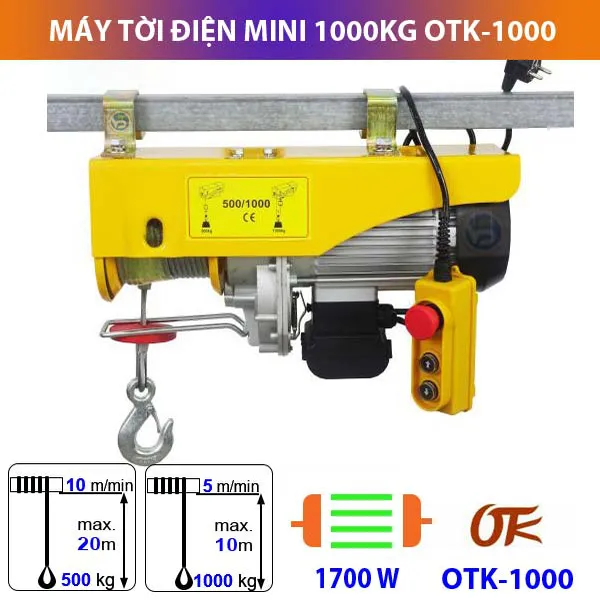 Máy tời điện mini 1000kg giá rẻ cho nhu cầu nâng hạ dân dụng