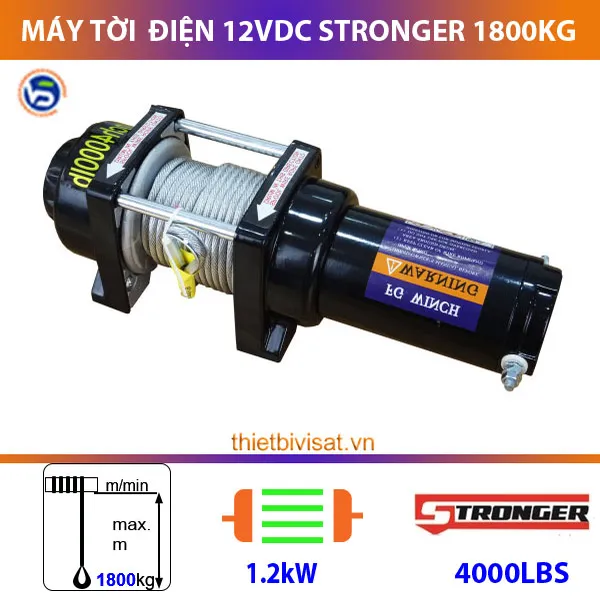 Máy tời điện 12v 1800kg Stronger 4000LBS sức kéo mạnh mẽ