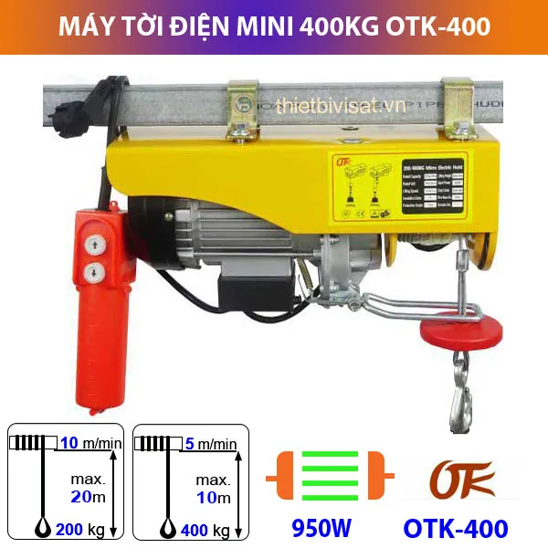 Máy tời điện mini 400kg OTK-400 giá rẻ phù hợp nhiều nhu cầu