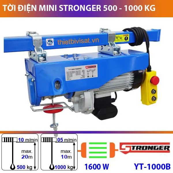 Tời điện mini 1000kg Stronger YT-1000B kéo hàng cao 20m