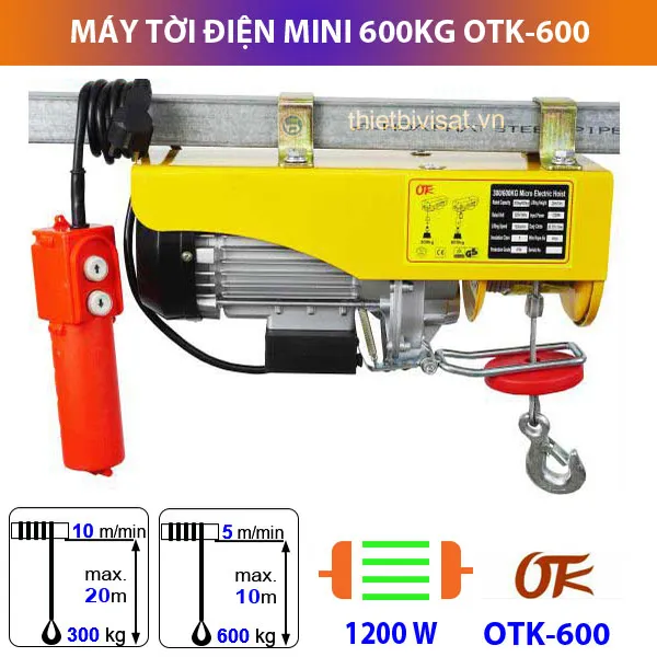 Máy tời điện mini 600kg OTK-600 chính hãng, bảo hành lâu tại VISAT