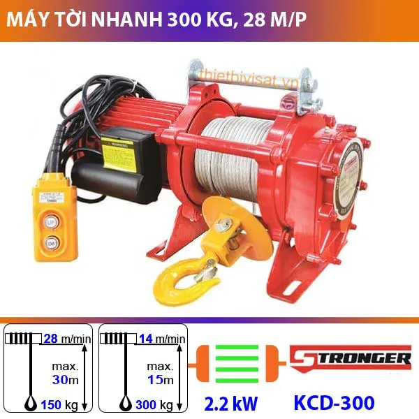 Máy tời điện 300kg siêu nhanh Stronger tốc độ lên đến 28 m/p KCD-300