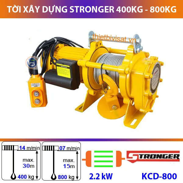 Máy tời xây dựng giá tốt, tải trọng cao 800kg Stronger