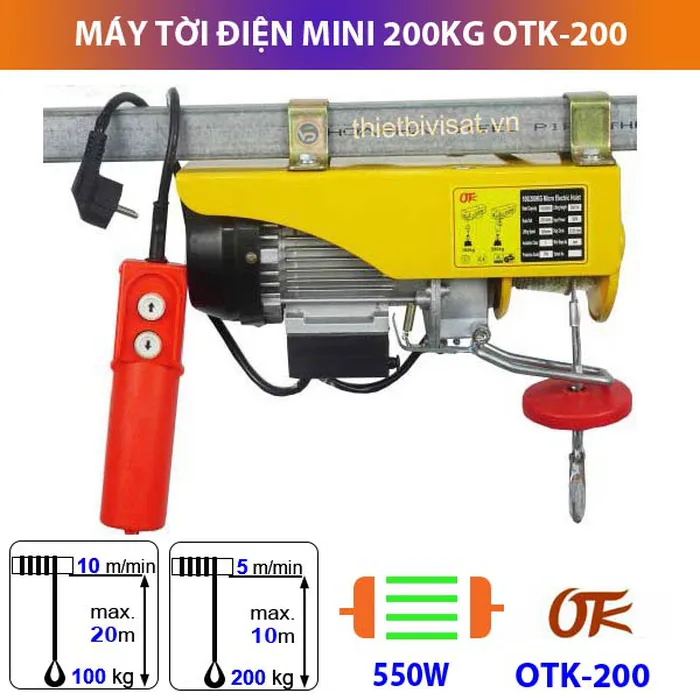 Máy tời điện mini 200kg OTK-200 giải pháp nâng hạ tiết kiệm nhất