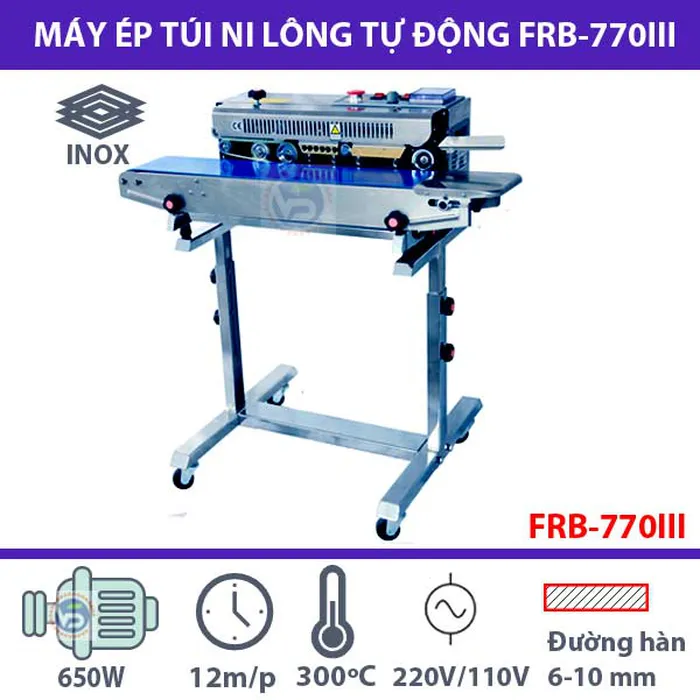 Máy ép túi ni lông tự động FRB-770III Stronger chân đỡ di chuyển