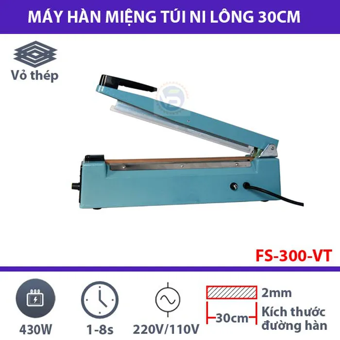 Máy hàn miệng túi ni lông FS-300 nhỏ gọn, đường hàn siêu bền
