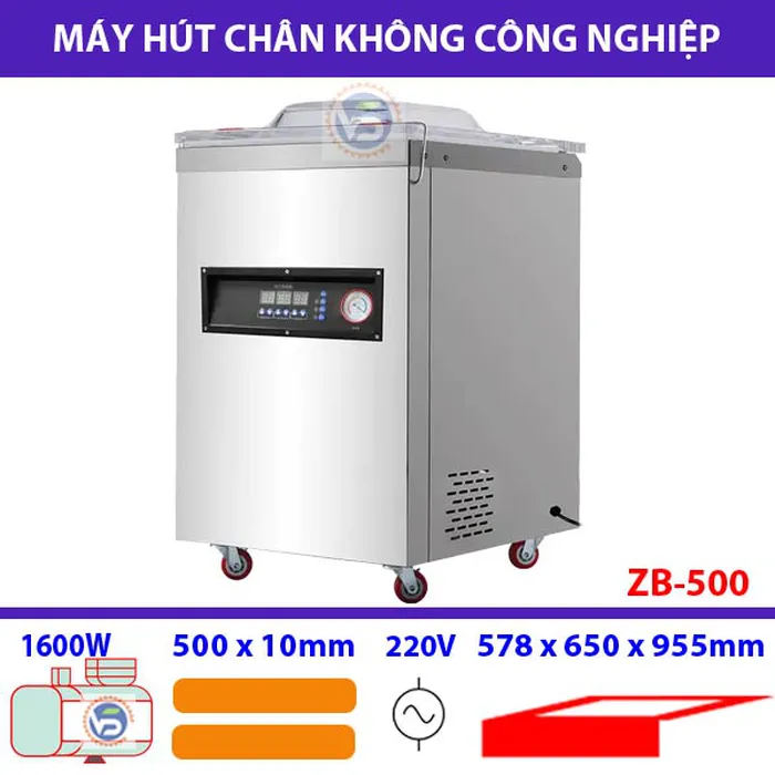Máy hút chân không công nghiệp zb500 gấp đôi hiệu suất với 02 thanh nhiệt