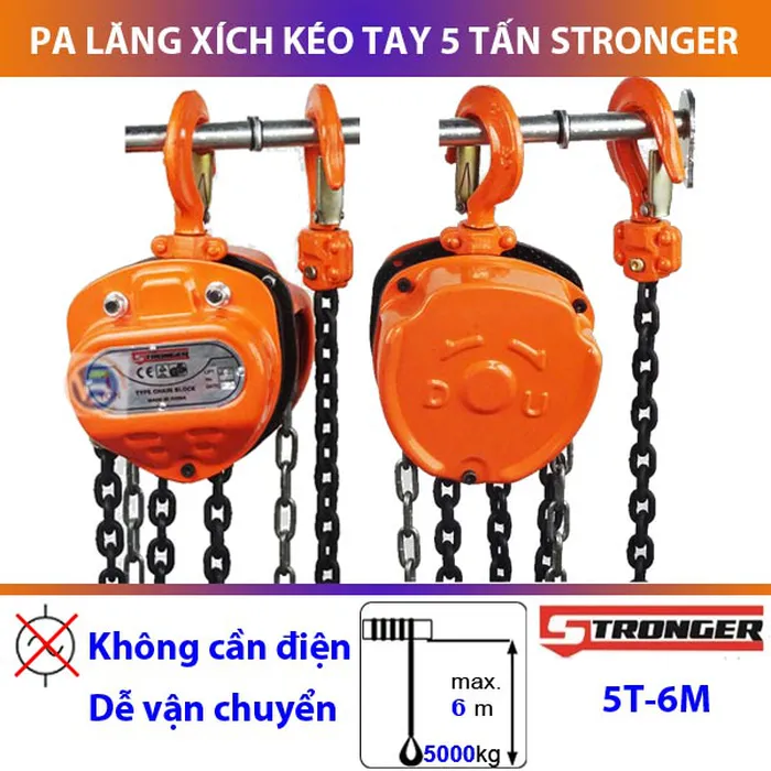Palang xích kéo tay 5 tấn Stronger - Tải nâng không tưởng với xích đôi